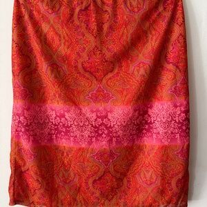 Vintage Orange + Pink Paisley Midi Skirt • Boho • Unique